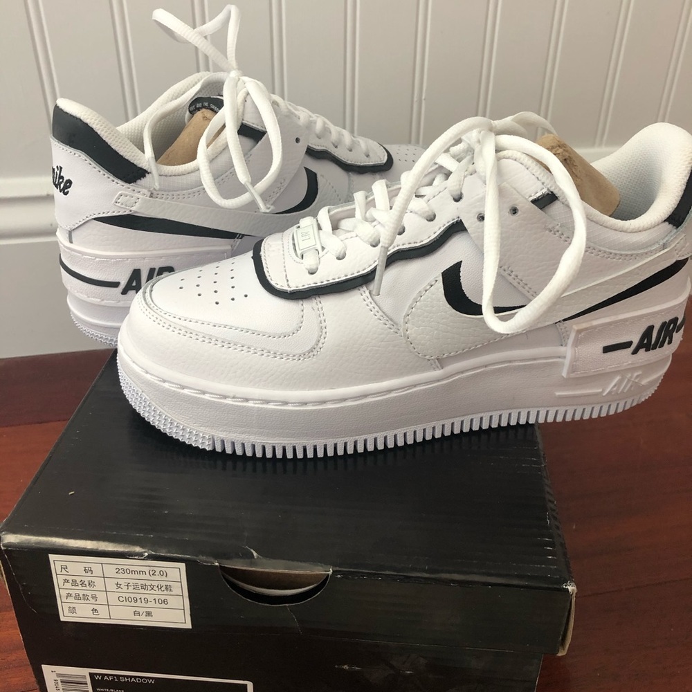 Nike Air Force 1 shadow. Handmade black details.